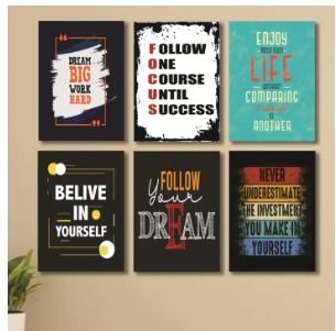 Set of 6 Wooden Photo Tile Wall Art Frames (8×11 Inches) – Premium MDF Spiritual Wall Décor with Easy Stick Back