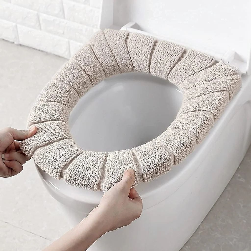 Warm Washable Soft Coral Velvet Toilet Seat Cover | Random Colour |