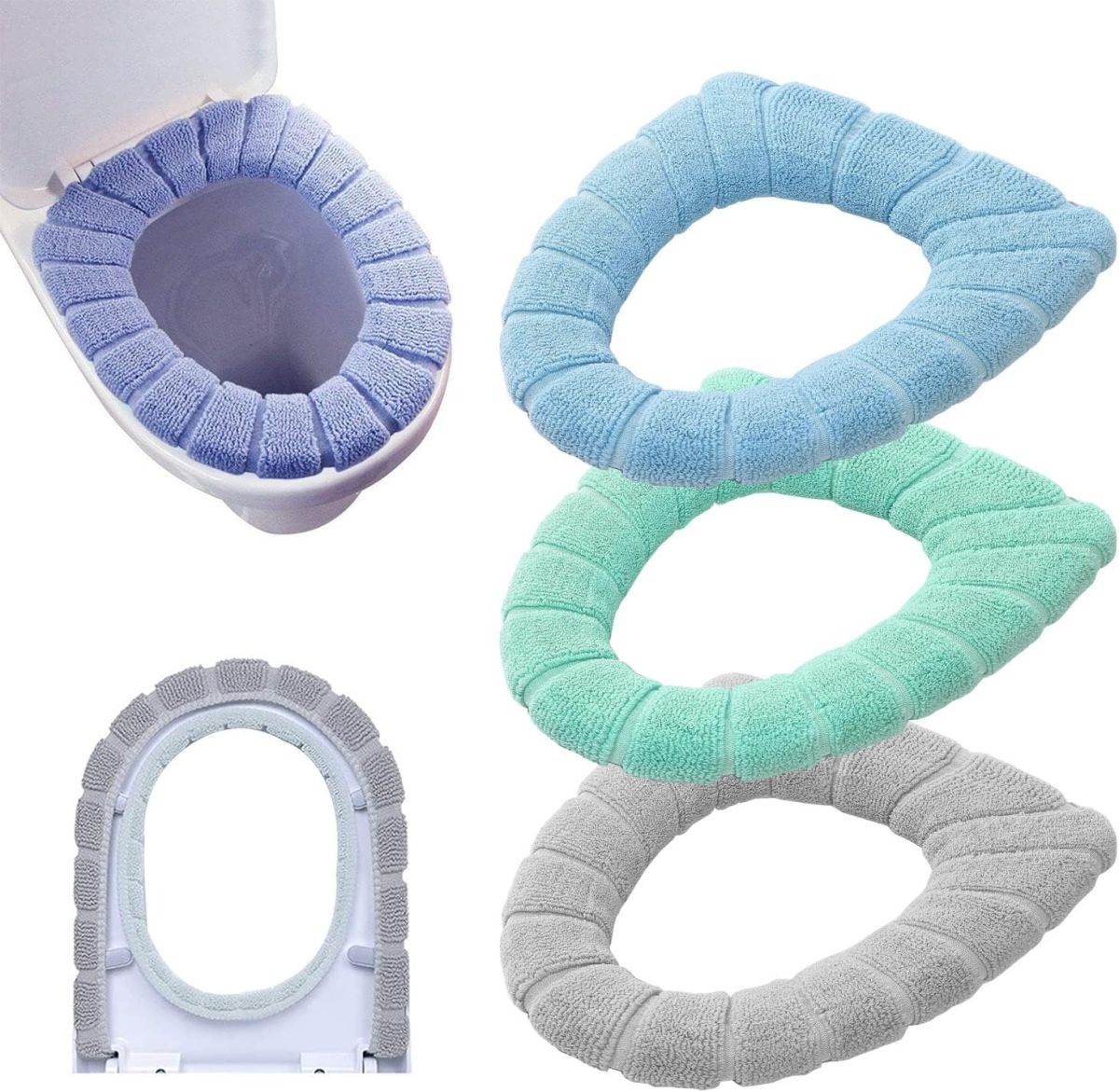Warm Washable Soft Coral Velvet Toilet Seat Cover | Random Colour | View Gallery - Pakistan