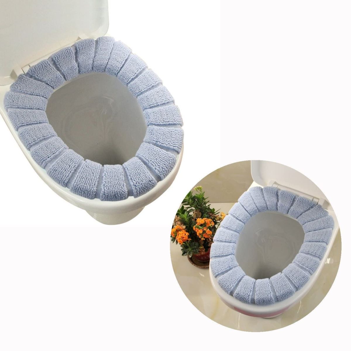 Warm Washable Soft Coral Velvet Toilet Seat Cover | Random Colour | View Gallery - Pakistan