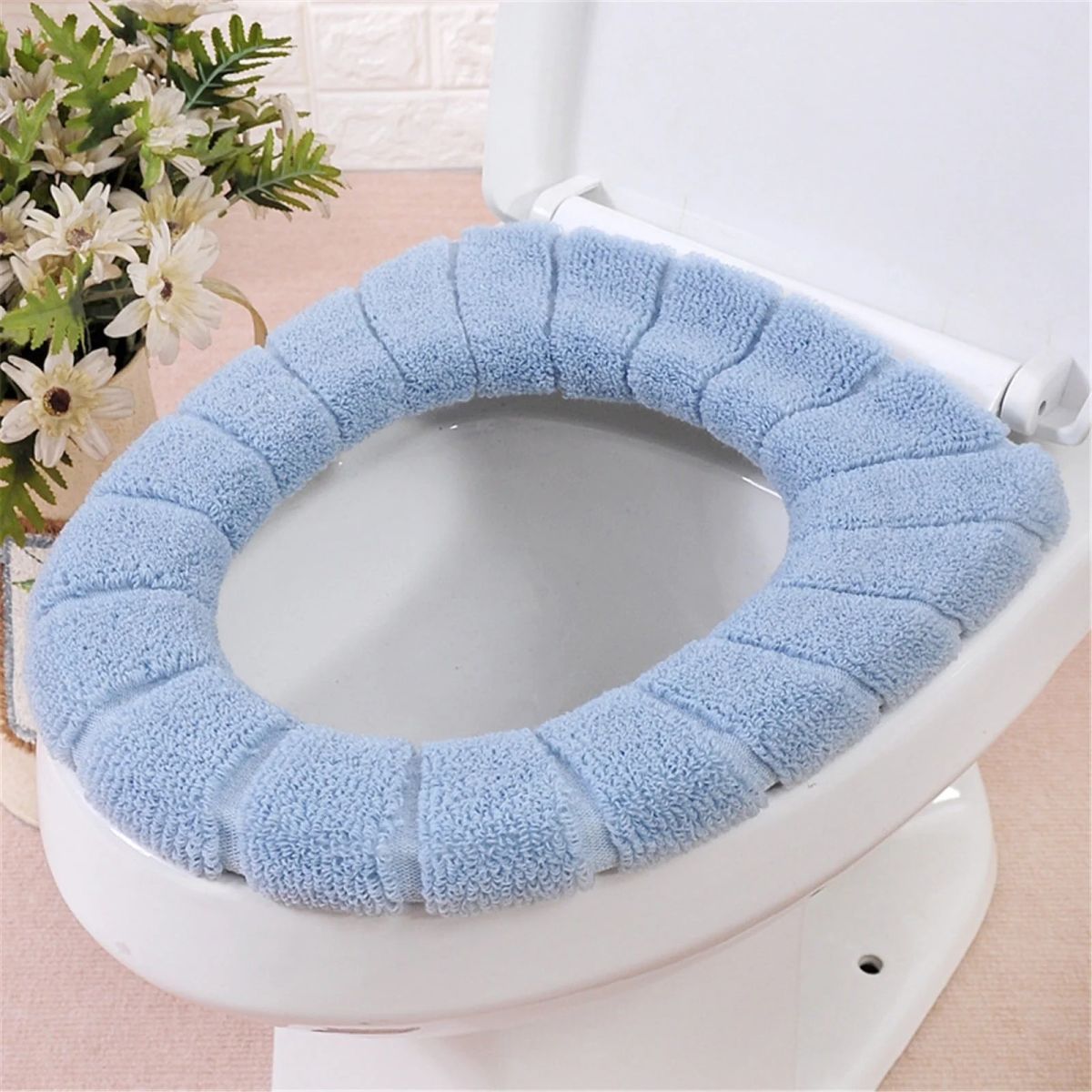 Warm Washable Soft Coral Velvet Toilet Seat Cover | Random Colour | View Gallery - Pakistan