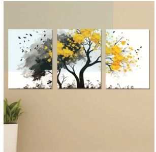 Set of 3 Flower Wall Art Wooden Canvas Frames (8×11 Inches) – Elegant Floral Home Wall Décor