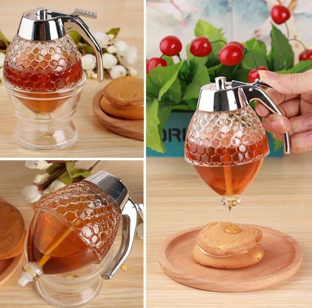Honey Dispenser 200ML | No-Drip Syrup Pot & Juice Storage Jar | Easy-Pour Bee Design Container for Honey, Maple Syrup, Sauces & Kitchen Use View Gallery - Pakistan