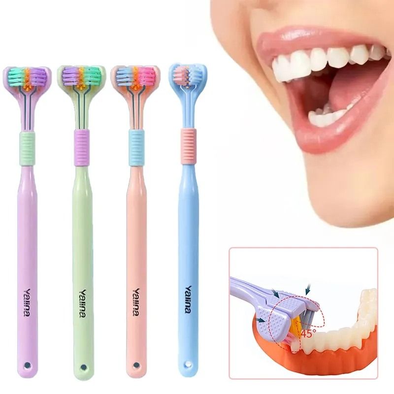 Three-Sided Soft Hair Toothbrush | Wrap-Around Deep Cleaning Manual Toothbrush for Adults & Children (Random Color, 1 Pc) View Gallery - Pakistan