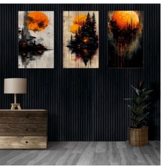 Set of 3 Wall paintings | Wall decor | Sticky photo tiles | wooden sticky frames View Gallery - Pakistan