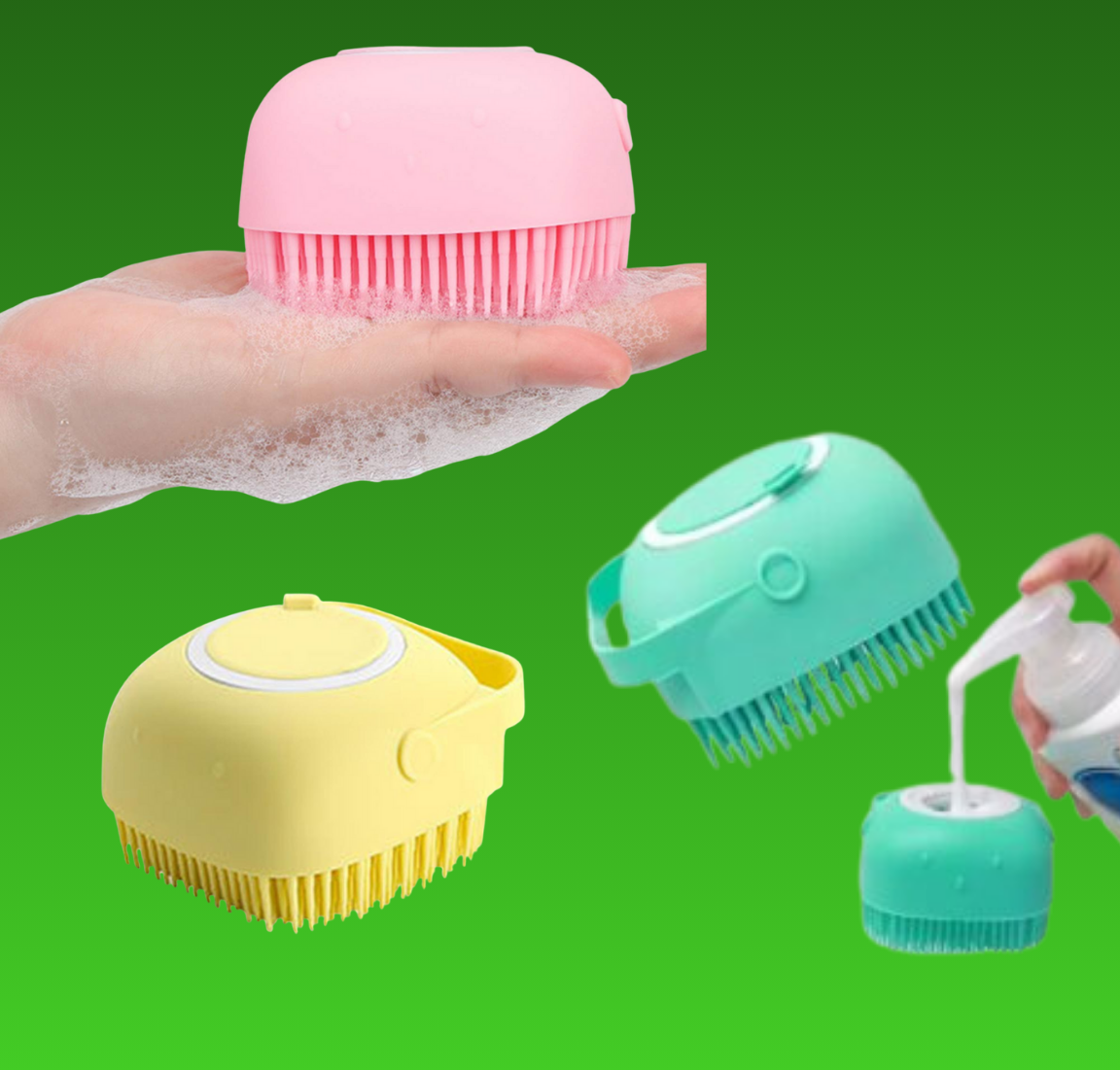 Silicone Bath Body Brush | Exfoliating Scrub with Soap Dispenser | Ultra Soft Shower Sponge & Massager | Random Colour View Gallery - Pakistan