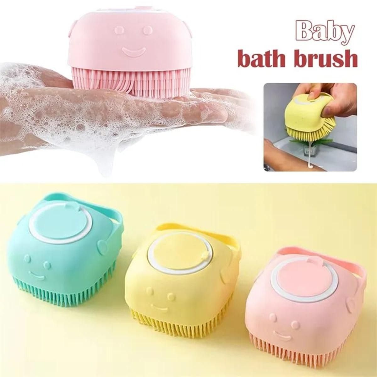 Silicone Bath Body Brush | Exfoliating Scrub with Soap Dispenser | Ultra Soft Shower Sponge & Massager | Random Colour View Gallery - Pakistan