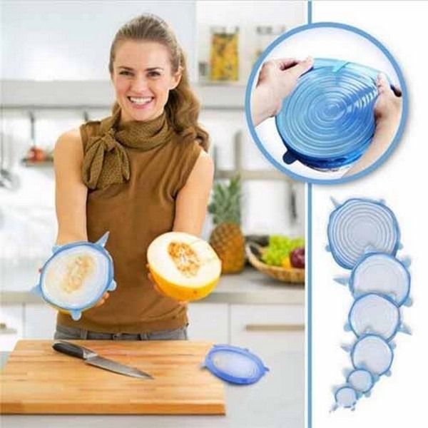 Silicone Stretch Lids | Pack of 6 | Reusable Bowl Covers | Multi‑Size Food Savers | Random Colour View Gallery - Pakistan