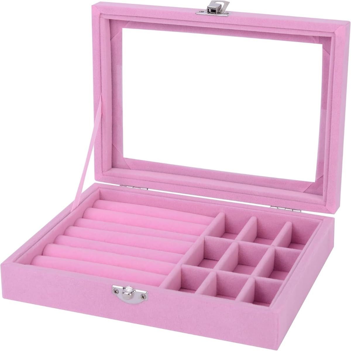 Jewelry Storage Organizer Box with Lock | Synthetic Leather & Velvet | Multi functional Gift for Women | Random Colour View Gallery - Pakistan