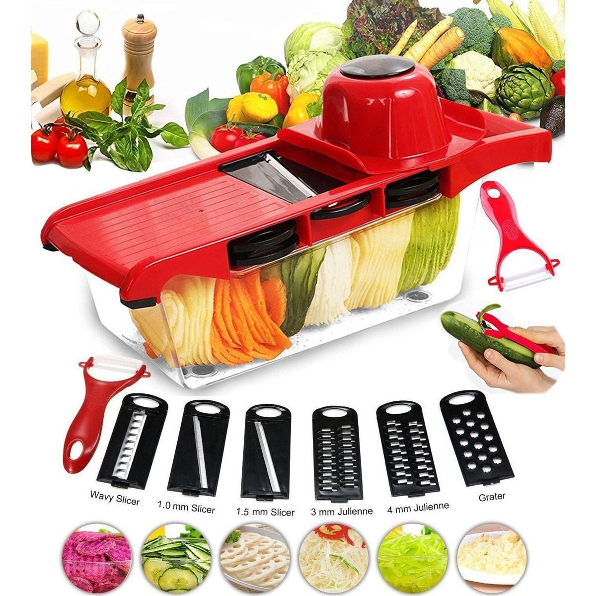 Multi‑Functional 10‑in‑1 Mandoline Slicer | Vegetable Cutter, Peeler, Chopper, Grater & Shredder View Gallery - Pakistan