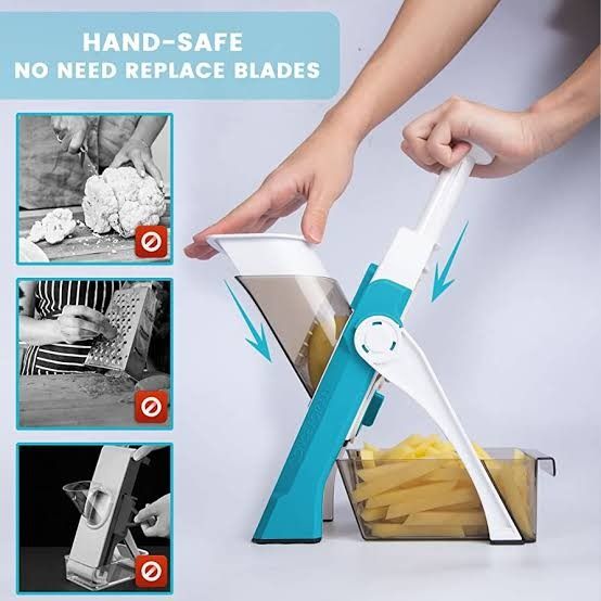 Mandoline Slicer | Safe Adjustable Vegetable Cutter | Multi‑Purpose Kitchen Chopper & Manual Grater ( Random Colour ) View Gallery - Pakistan