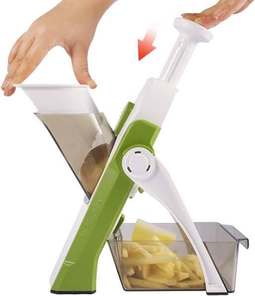 Mandoline Slicer | Safe Adjustable Vegetable Cutter | Multi‑Purpose Kitchen Chopper & Manual Grater ( Random Colour ) View Gallery - Pakistan