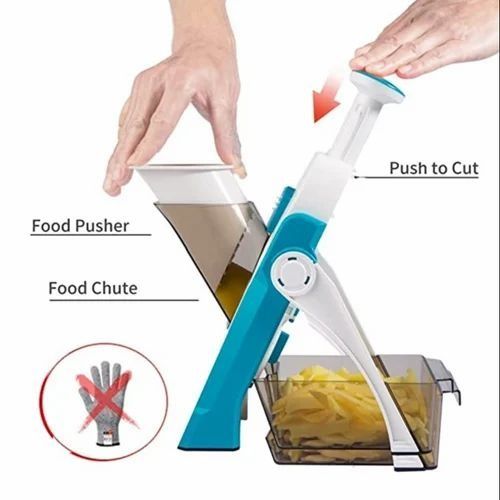 Mandoline Slicer | Safe Adjustable Vegetable Cutter | Multi‑Purpose Kitchen Chopper & Manual Grater ( Random Colour ) View Gallery - Pakistan