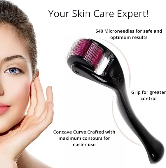 Derma Roller, 0.5mm for Hair and Skin Therap, Micro Needle Derma Roller with 540, Beauty Roller for Anti-aging Skin Repair, Acne Scars Removal and Pores with 540 Titanium Needle for Men and Women View Gallery - Pakistan