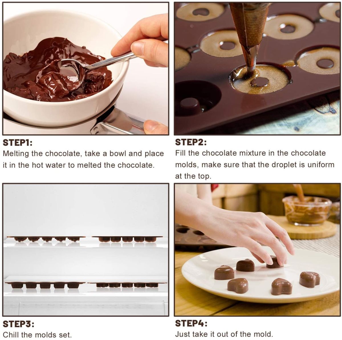 Silicone Chocolate Molds | Non-Stick Candy & Cake Chocolate Making Mold Kit | For Kids & Adults View Gallery - Pakistan