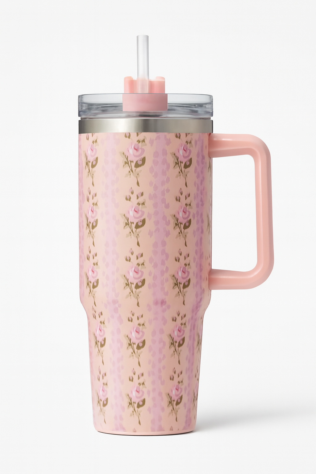 Floral Insulated Travel Tumbler 40oz – Double-Wall Vacuum Flask with Ergonomic Handle & Leak-Resistant Lid (Random Colour) View Gallery - Pakistan