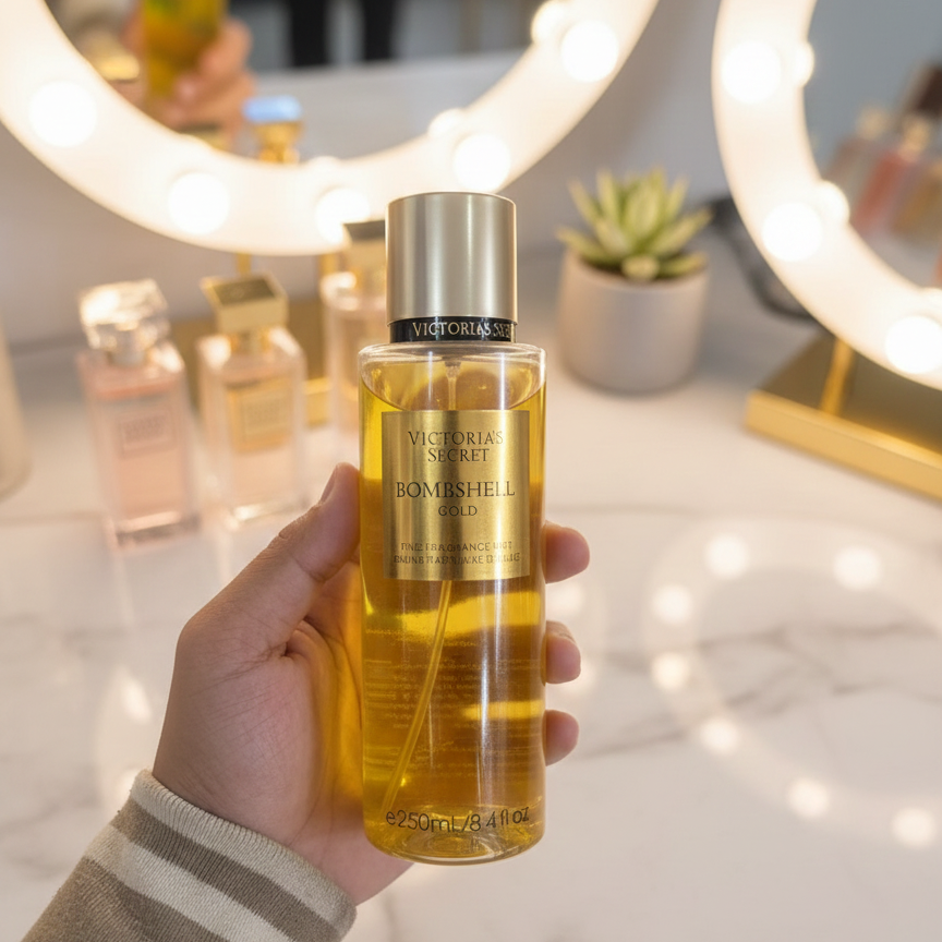 Victoria's Secret Bombshell Gold Fine Fragrance Mist Stylish Scent And Everyday Fragrance Support - 250ML