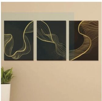 Set Of 3 Sticky Wooden Canvas Frames For Wall Decore Aesthatic Art / Sticky Phototiles For Room Wall Decoration View Gallery - Pakistan