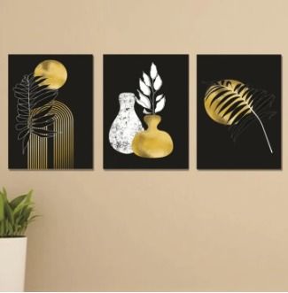 Set Of 3 Sticky Wooden Canvas Frames For Wall Decore Aesthatic Art / Sticky Phototiles For Room Wall Decoration View Gallery - Pakistan