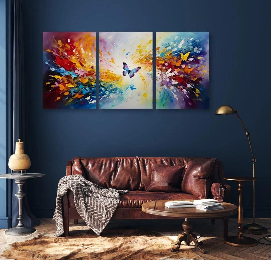 Set Of 3 Sticky Wooden Canvas Frames For Wall Decore Aesthatic Art / Sticky Phototiles For Room Wall Decoration