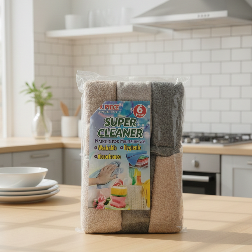 Super Cleaner 6-Piece Multipurpose Microfiber Towel Set – Washable & Ultra-Absorbent View Gallery - Pakistan