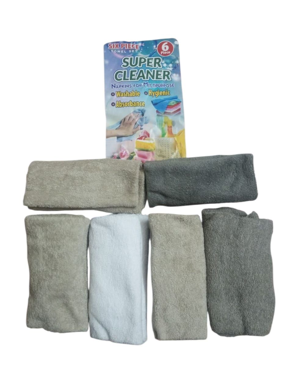 Super Cleaner 6-Piece Multipurpose Microfiber Towel Set – Washable & Ultra-Absorbent View Gallery - Pakistan