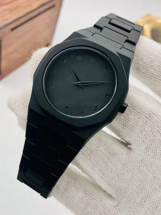 The Noir Eastern Minimalist – Matte Black Octagonal Timepiece ( without box) View Gallery - Pakistan