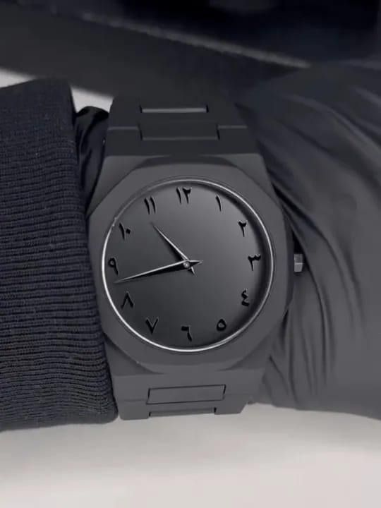 The Noir Eastern Minimalist – Matte Black Octagonal Timepiece ( without box) View Gallery - Pakistan