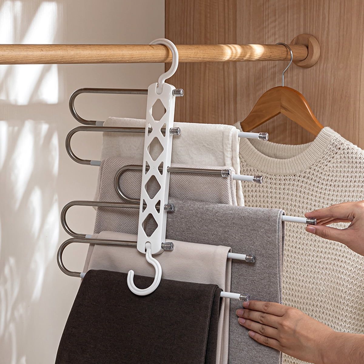 Multi-Tier Space-Saving Pants Hanger View Gallery - Pakistan