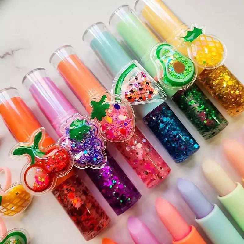 2 In 1 Flavored Fruit Lip Balm Plus Lip Oil Providing Smooth Application Gentle Care - Multicolor View Gallery - Pakistan