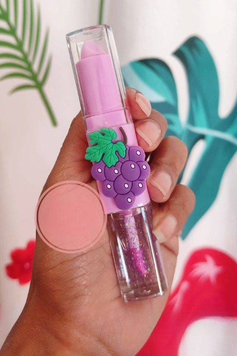 2 In 1 Flavored Fruit Lip Balm Plus Lip Oil Providing Smooth Application Gentle Care - Multicolor View Gallery - Pakistan