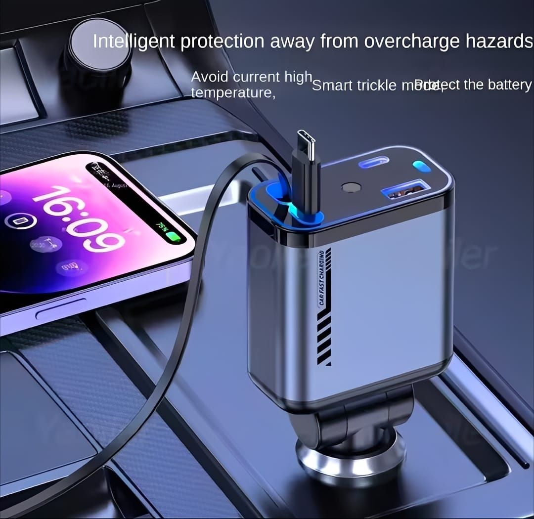 C6 4 In 1 Multi Functional Car Charger Fast Charging With Star Light Providing Durable Quality - 20 Watt View Gallery - Pakistan