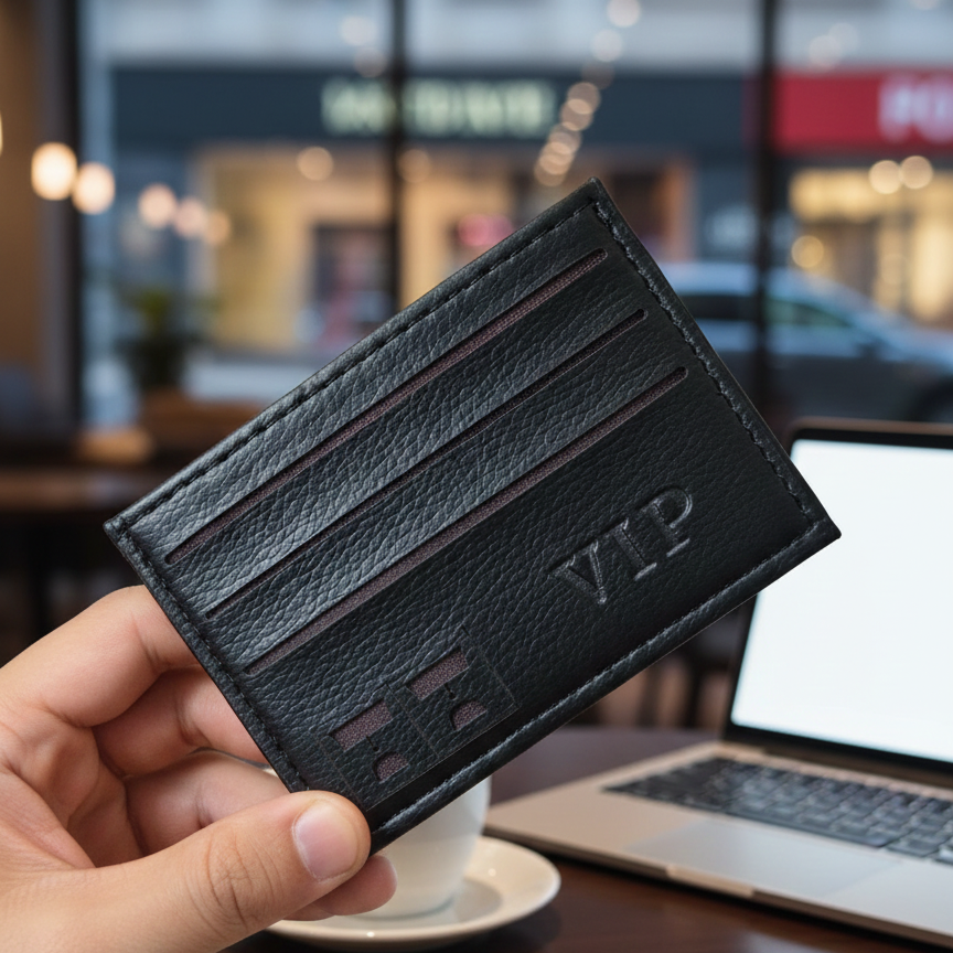 Pu Leather Vip Card Holder Wallet Providing Durable Quality Comfortable Use Practical Organization - Black View Gallery - Pakistan