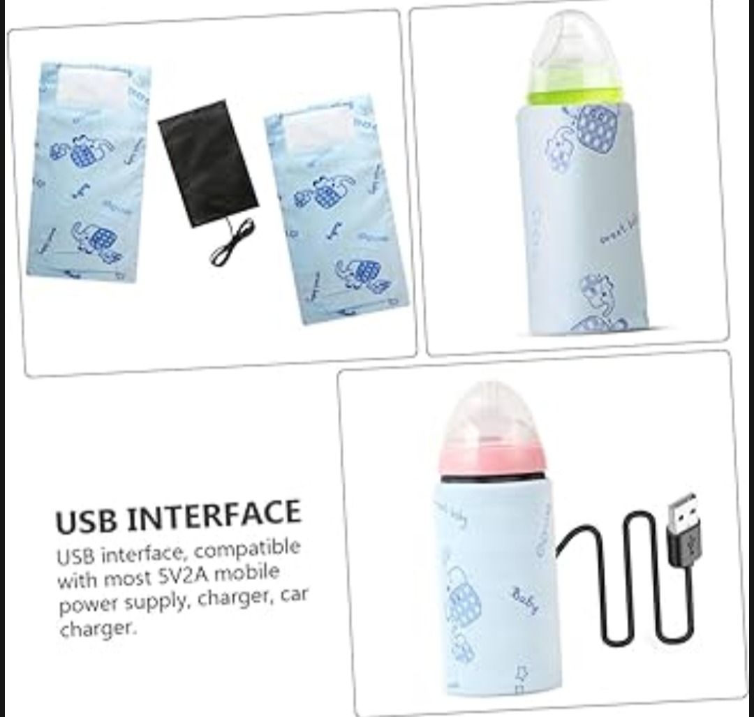 Portable USB Baby Bottle Warmer – Universal Insulated Milk Heater Sleeve for Travel and Home Use (Without Feeder) View Gallery - Pakistan