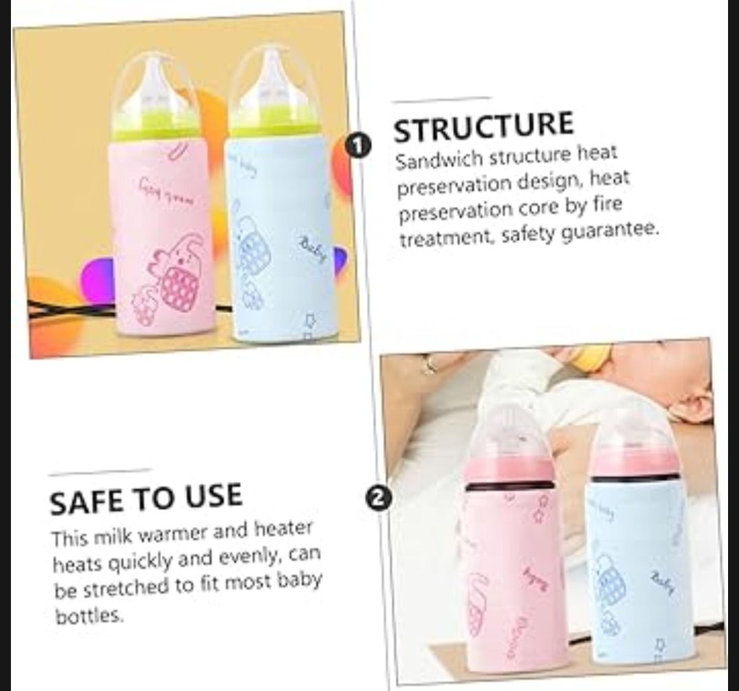 Portable USB Baby Bottle Warmer – Universal Insulated Milk Heater Sleeve for Travel and Home Use (Without Feeder) View Gallery - Pakistan