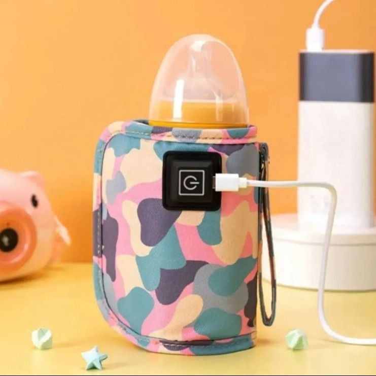 Portable USB Baby Bottle Warmer – Universal Insulated Milk Heater Sleeve for Travel and Home Use (Without Feeder) View Gallery - Pakistan