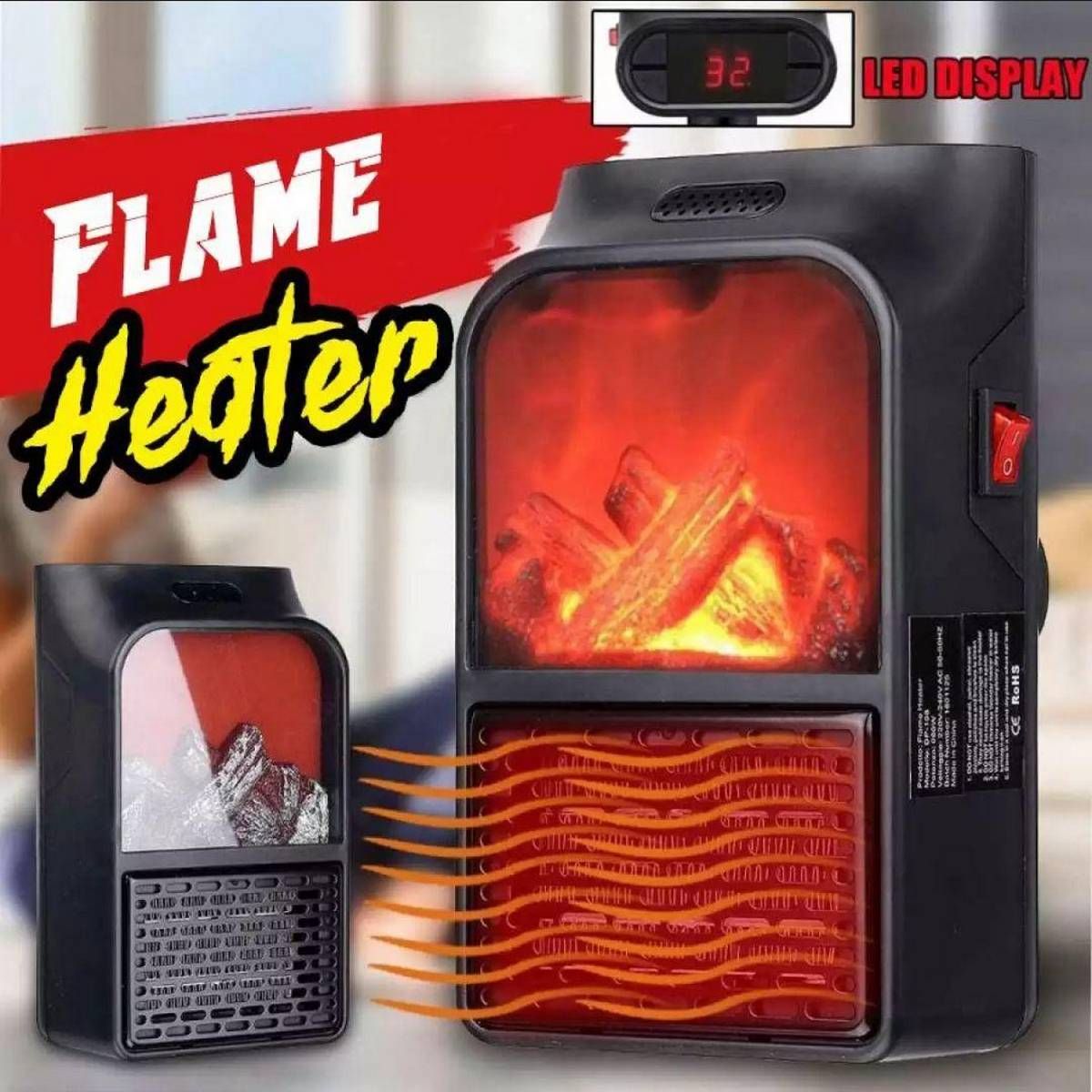 Flame Heater 1000W – Portable Electric Plug-in Room Heater with Flame Effect & Remote Control View Gallery - Pakistan