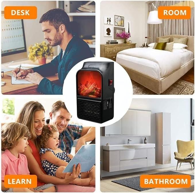 Flame Heater 1000W – Portable Electric Plug-in Room Heater with Flame Effect & Remote Control View Gallery - Pakistan