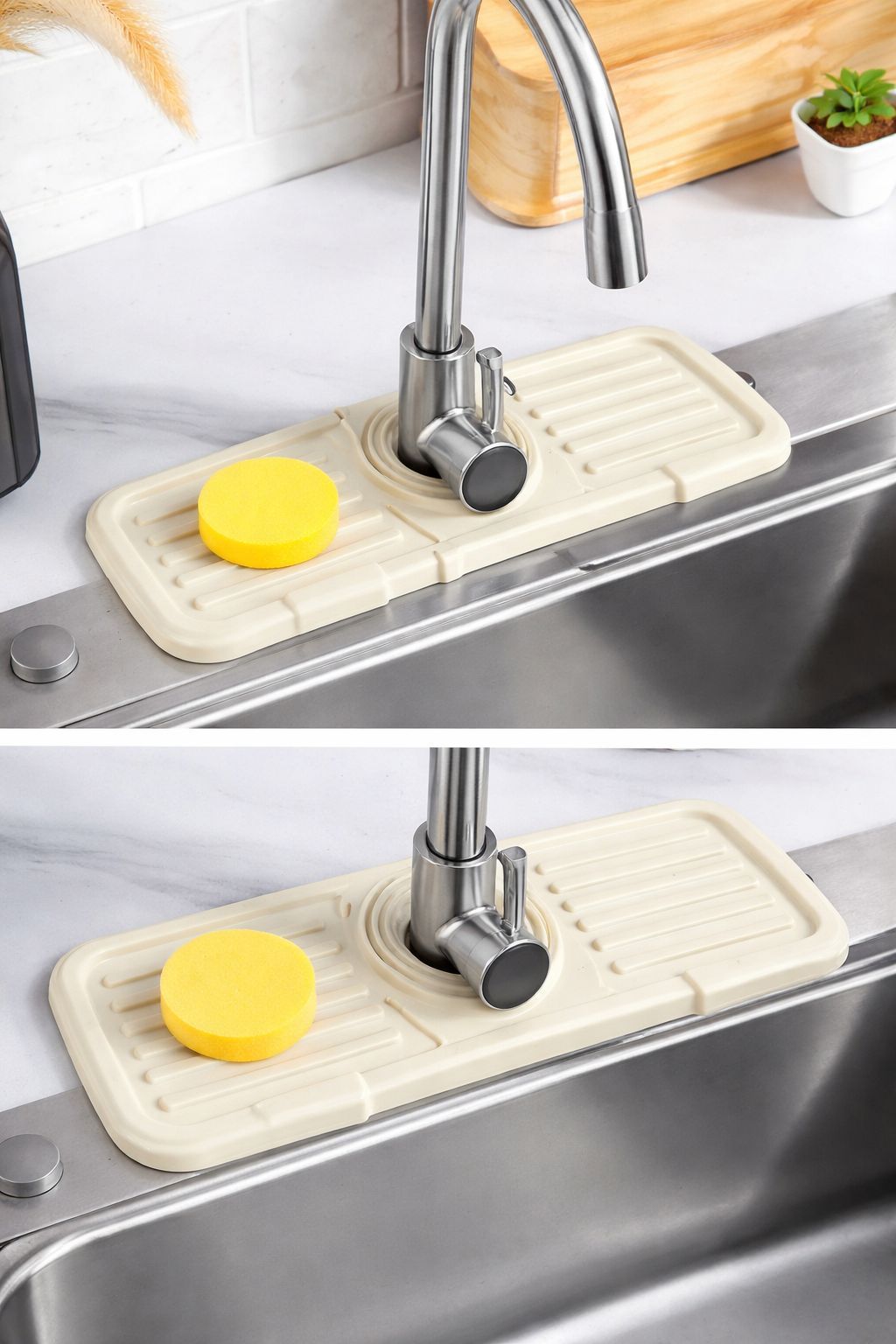 Sink Faucet Mat | Faucet Absorbent Mat Silicon Kitchen Sink Splash Guard Drain Pad | Soap Holder (Random Color) View Gallery - Pakistan