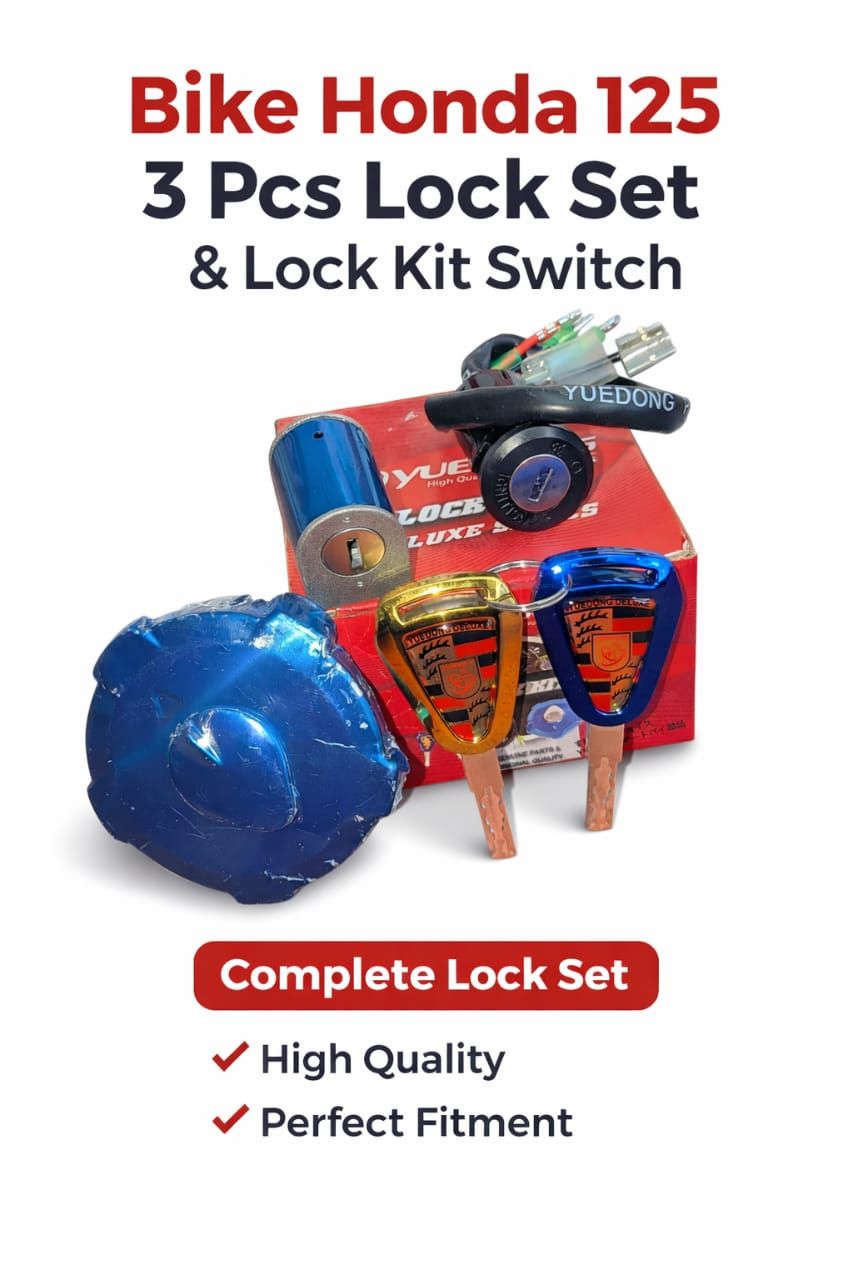 Motorbike Three Piece Lock Set Lock Kit Switch Designed For Motorcycles Providing Durable Quality View Gallery - Pakistan