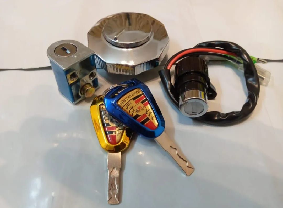 Motorbike Three Piece Lock Set Lock Kit Switch Designed For Motorcycles Providing Durable Quality View Gallery - Pakistan