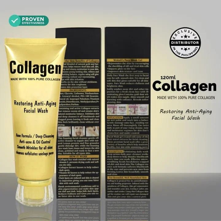 Wokali Collagen Anti Aging And Anti Acne Facial Wash Providing Gentle Care Smooth Application - 120ML View Gallery - Pakistan