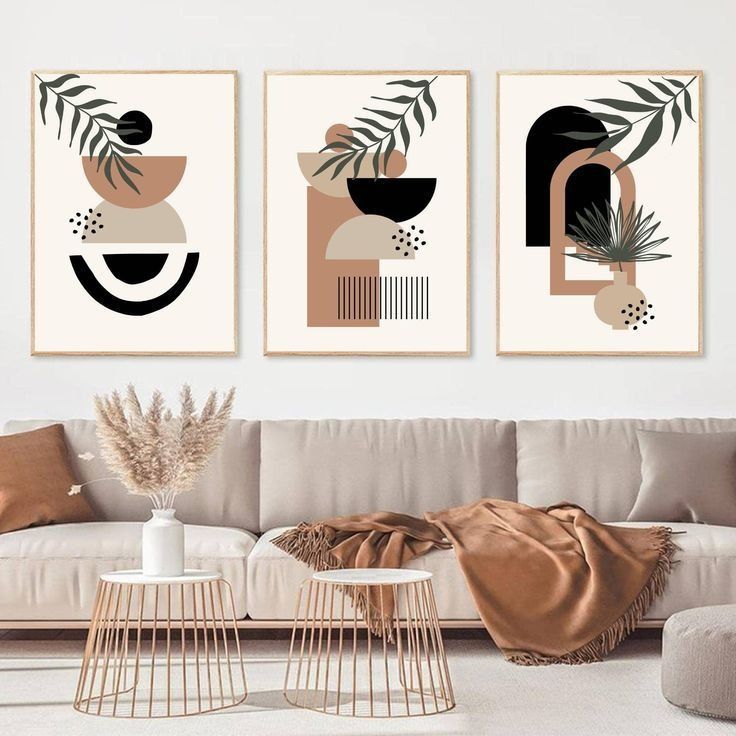 Set of 3 Abstract Wall Art Frames – 8x11" MDF Wood with Adhesive Backing View Gallery - Pakistan