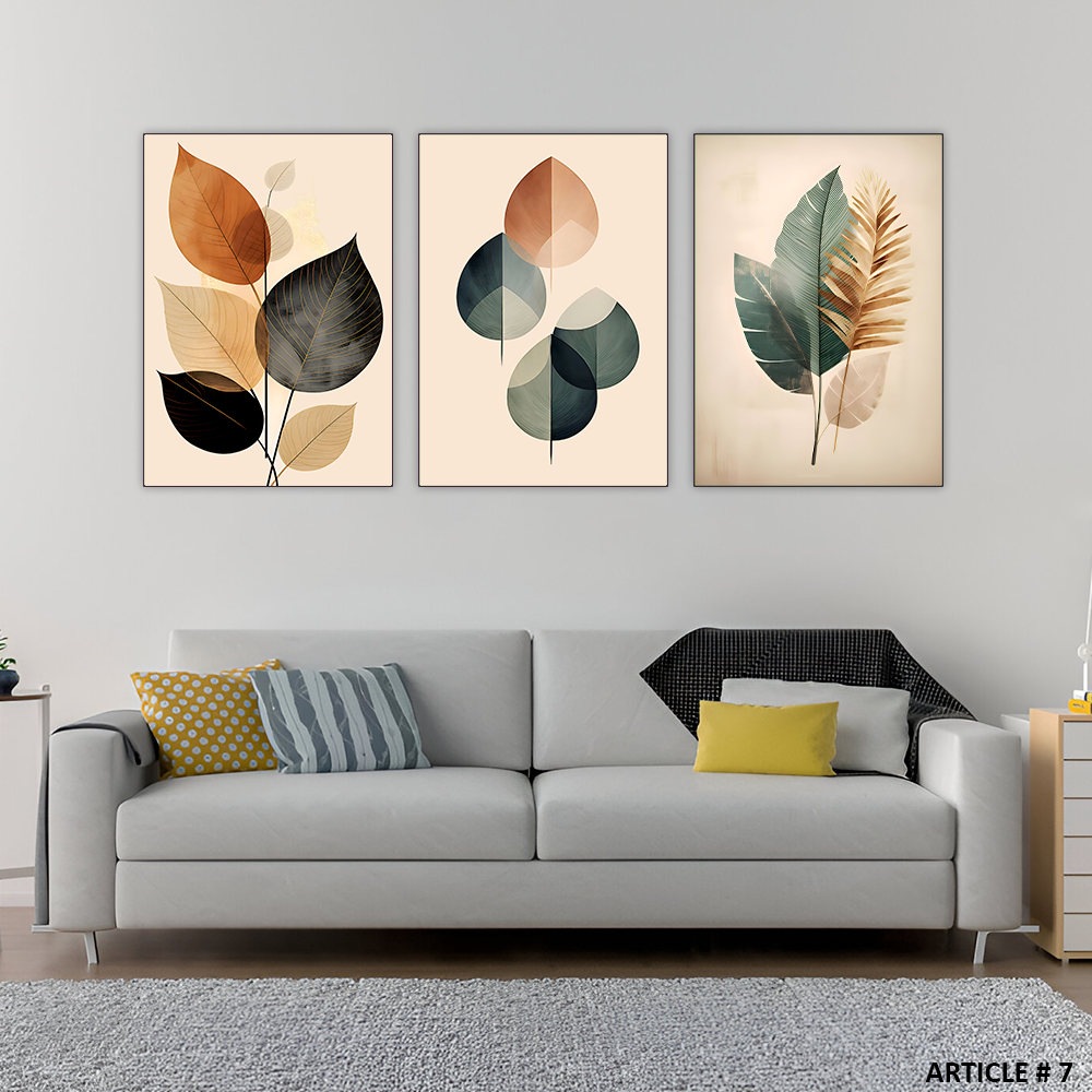 Set of 3 Botanical Wall Art Frames – 8x11" MDF Wood with Adhesive Backing View Gallery - Pakistan