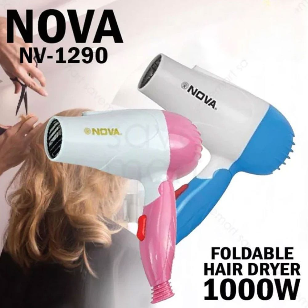 Nova Hair Dryer NV 1290 Providing Durable Quality Comfortable Use Reliable Performance Smooth Handling (Random Color)