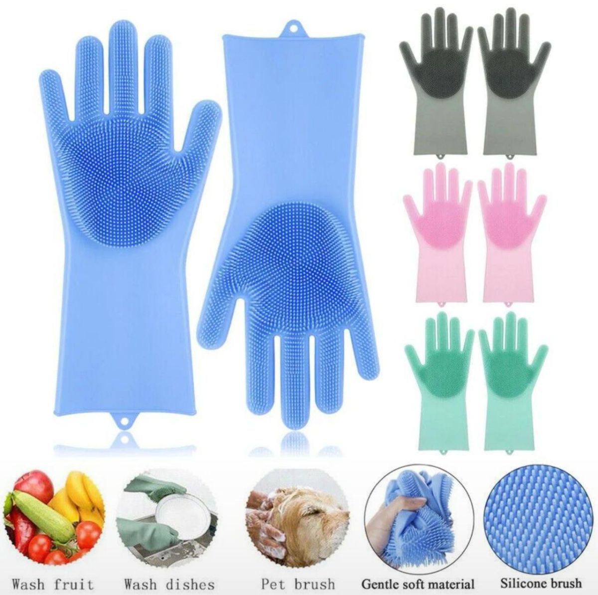 Silicone Dishwashing Gloves Durable Quality Comfortable Grip Reliable Performance Easy Cleaning (Random Color)