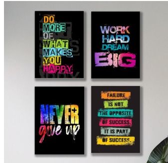Set of 4 Motivational Wall Art Wooden Phototile Frames for Wall Decor