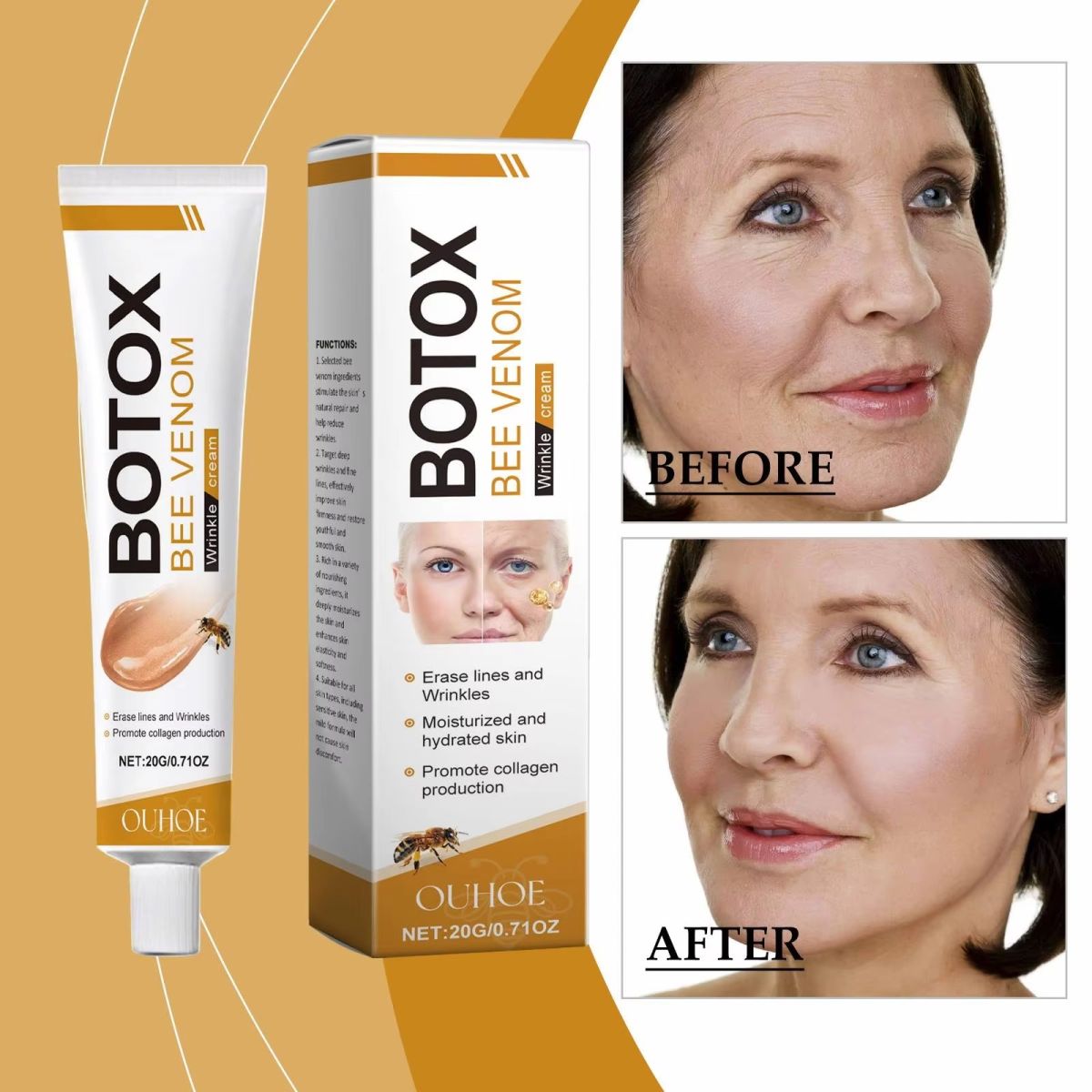 Botox Bee Venom Wrinkle Cream | Anti‑Aging Moisturizer | Collagen Boost | Reduce Wrinkles &amp; Fine Lines 30gm