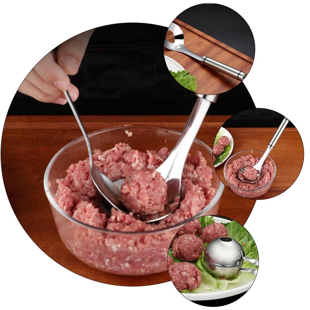 Meatball Spoon | Stainless Steel Scoop Ball Maker | Non‑Stick Meatball Baller with Long Handle View Gallery - Pakistan