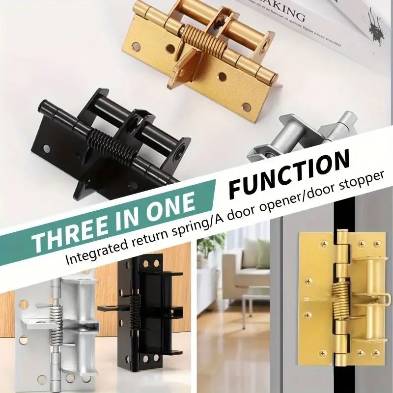 Heavy-Duty Adjustable Self-Closing Door Hinge – Automatic Spring-Loaded Door Closer for Cabinets, Screens, and Interior Doors ( random colour )